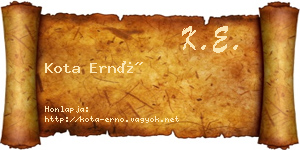 Kota Ernő névjegykártya